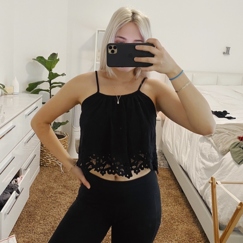 Black lace halter top